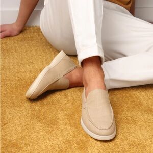 Beige Linen Yacht Loafers NWT